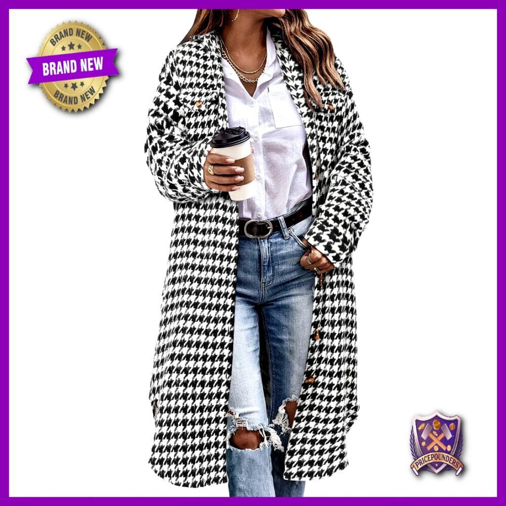 Oversized Plaid Shacket Corduroy Long Sleeve Button Down Casual Chic Trench Coat